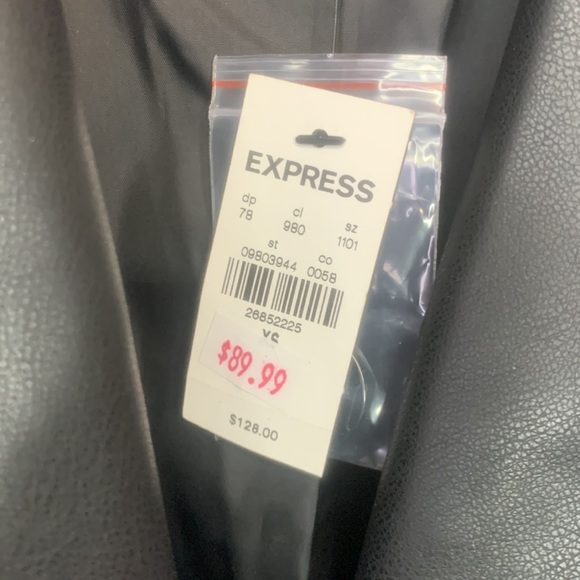 NWT Express size XS VEGAN LEATHER single button black jacket / blazer - Picture 5 of 14